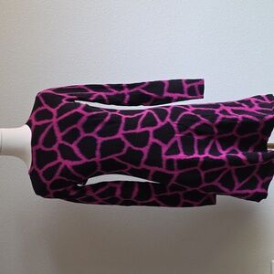 Michael Kors Black and Pink Patterned Knit Top
